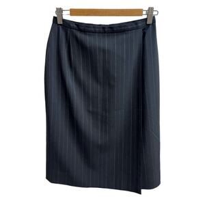 Emanuel Ungaro Vintage Women's Straight Skirt Wool Sz 10 / 44 Black Pinstripe